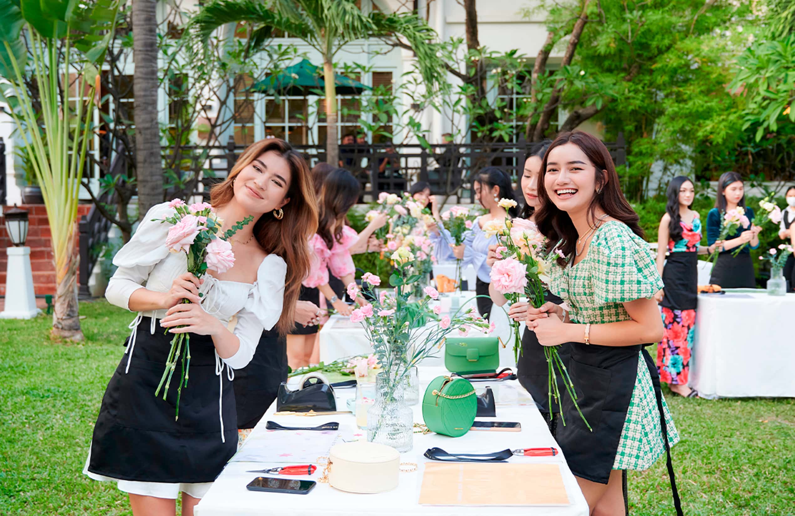 Flower arrangement workshop at CHARLES & KEITH’s ‘Blooming Spring’ event in Phnom Penh, Cambodia