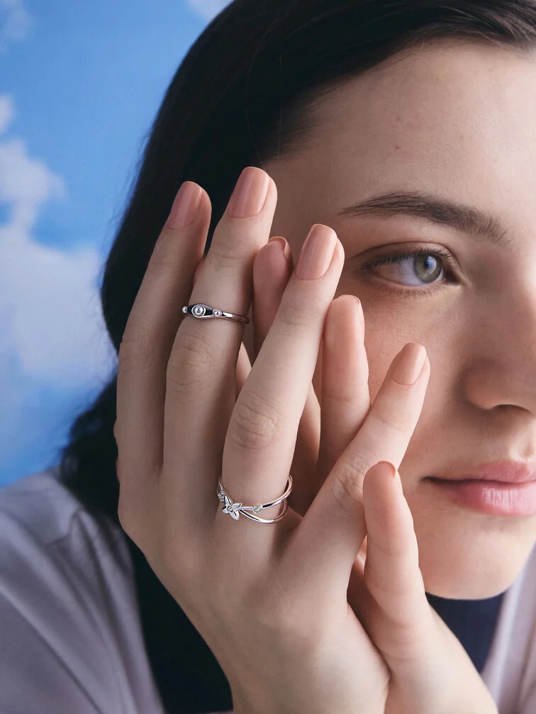 A simple ring stack spread out on two fingers for a subtle stack 