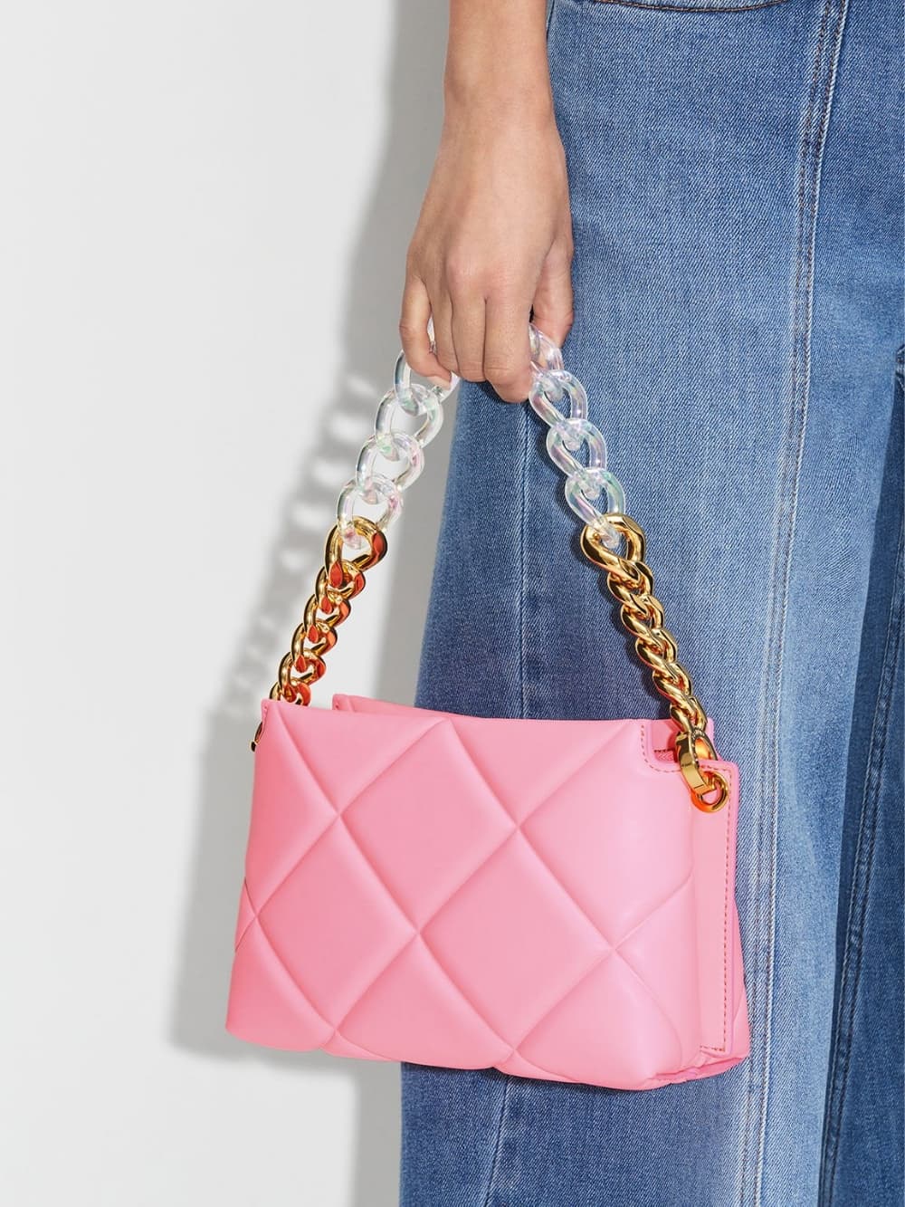 Women’s pink Danika chunky chain padded bag - CHARLES & KEITH