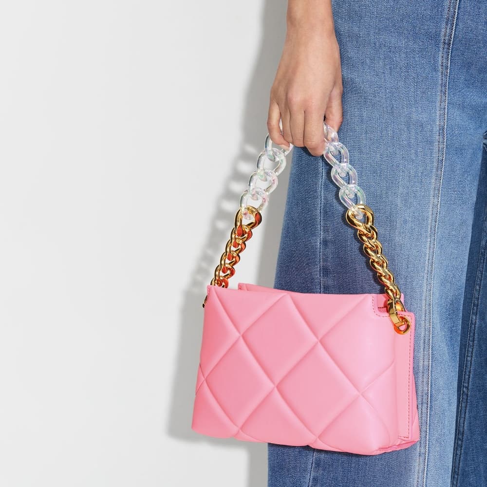 Women’s pink Danika chunky chain padded bag - CHARLES & KEITH