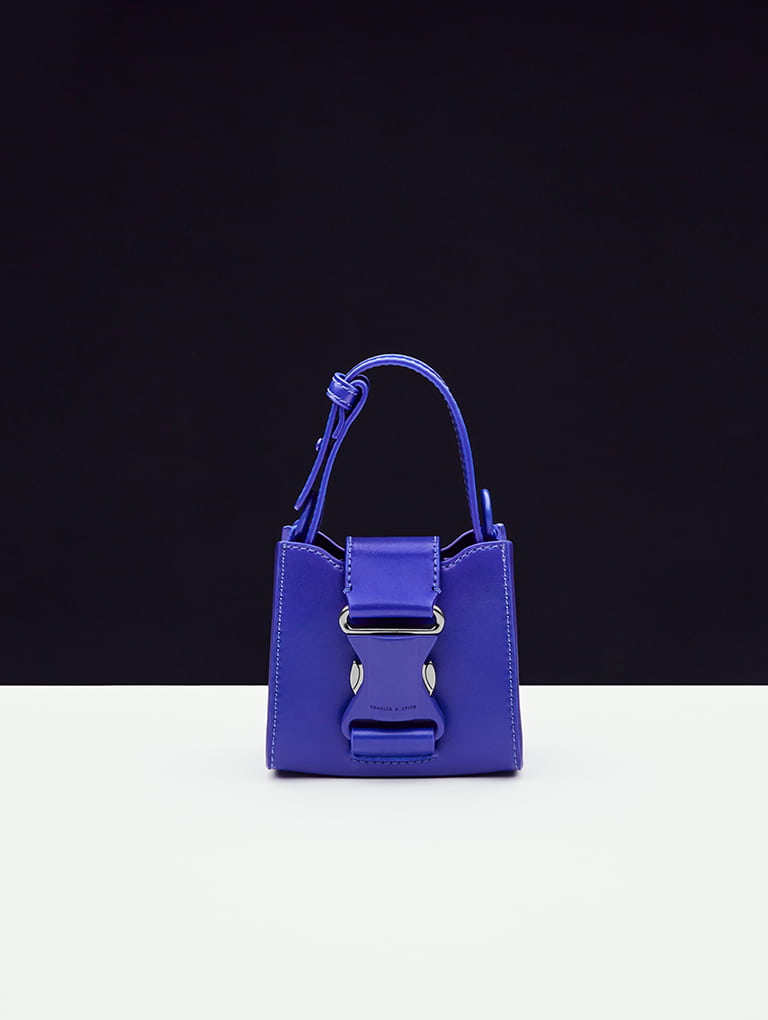 Women’s Ivy top handle mini bag in blue  - CHARLES & KEITH