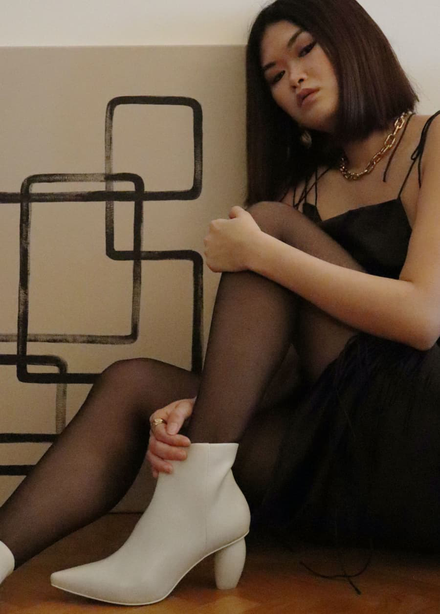 Women’s sculptural heel ankle boots, as seen on Melody Tan – CHARLES & KEITH