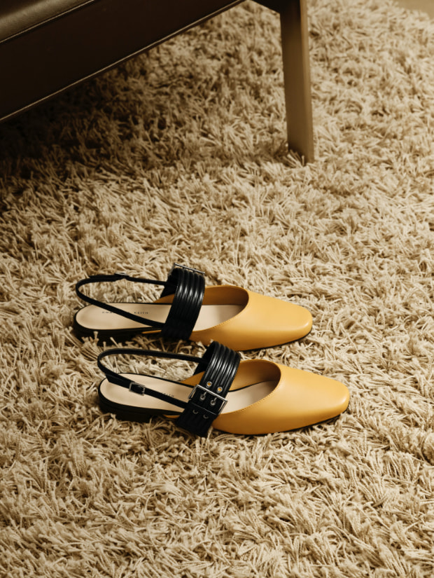 Women’s grommet strap slingback mary janes in yellow - CHARLES & KEITH