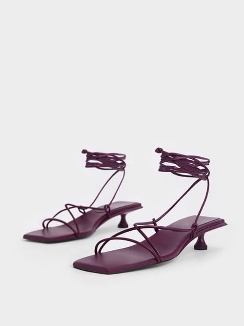 Tie-Around Strappy Sandals,  Purple