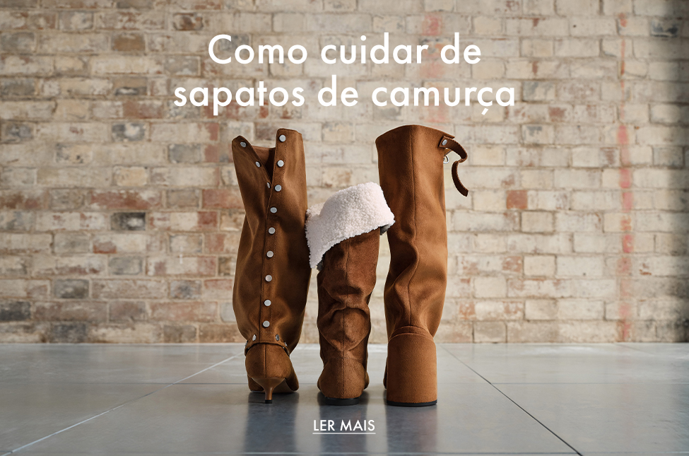 Botas de cano alto conversíveis Gael de camurça sintética com tachas e salto fino - Castanho Botas Robbie de camurça sintética, fivela lateral, salto bloco e cano alto - Castanho -  CHARLES & KEITH