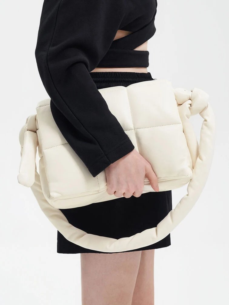 Women’s Errya quilted puffy crossbody bag in cream – CHARLES & KEITH