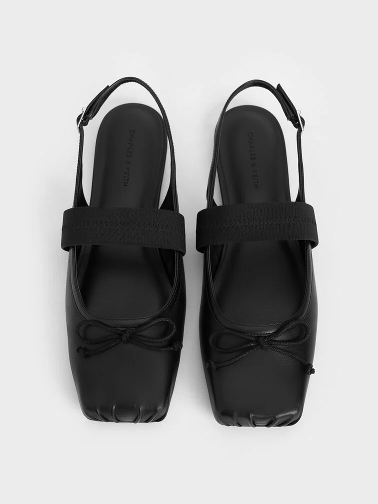 Ballerine con fiocco in raso da donna in nero - CHARLES & KEITH
