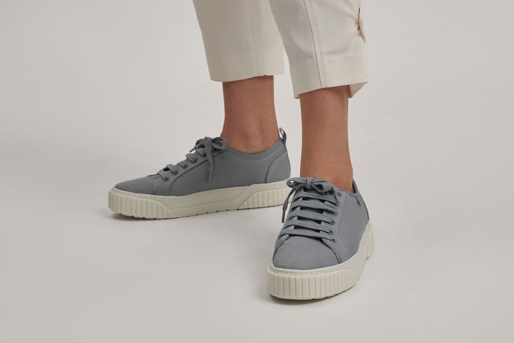 Cotton Low-Top Sneakers, Light Blue