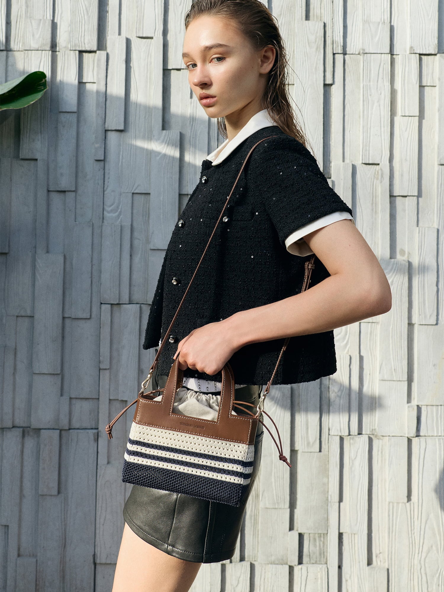 Multi Mini Ida Striped Knitted Tote Bag - CHARLES & KEITH