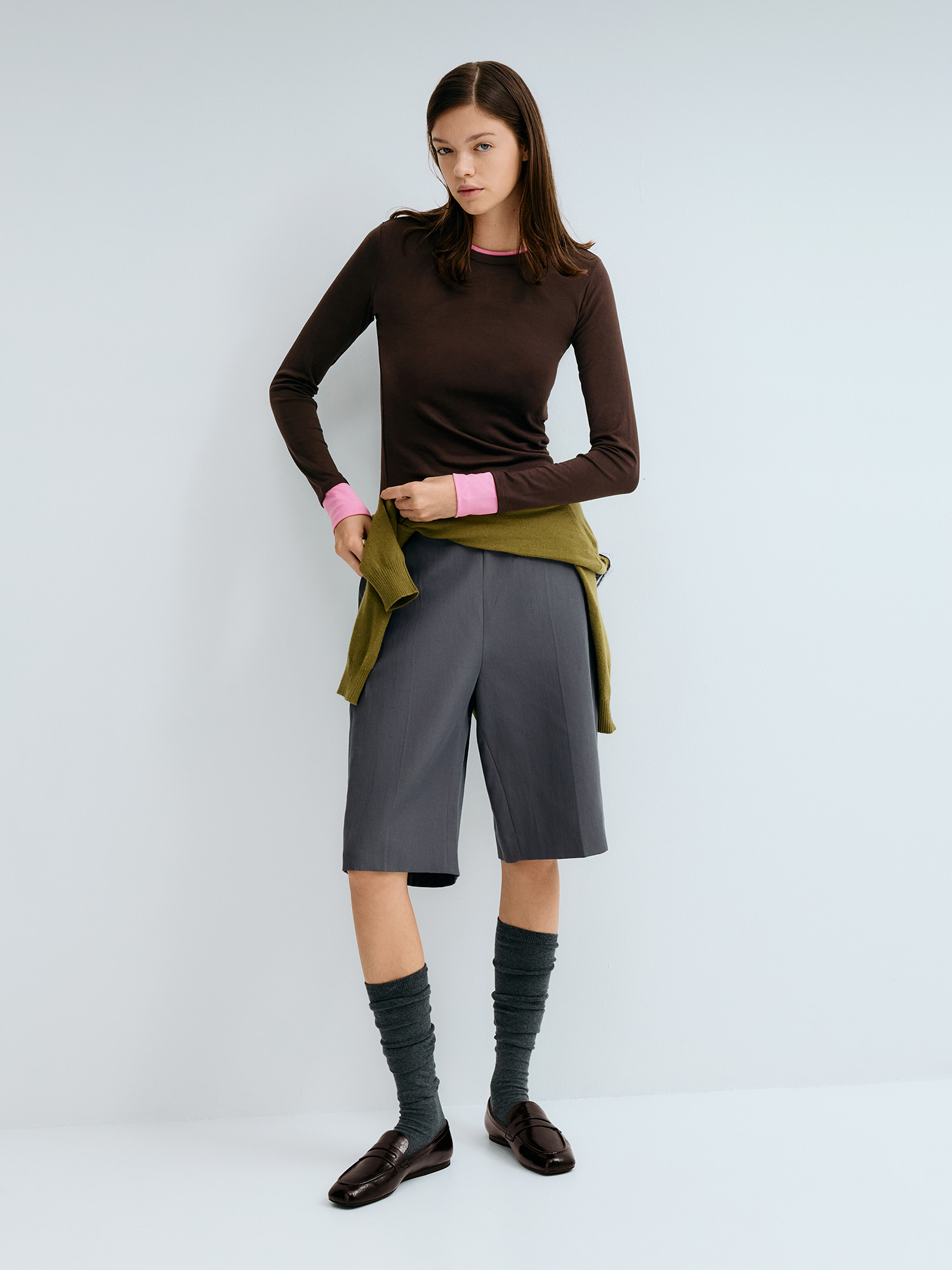 Derbies brogues en suédine - Marron foncé texturé - CHARLES & KEITH