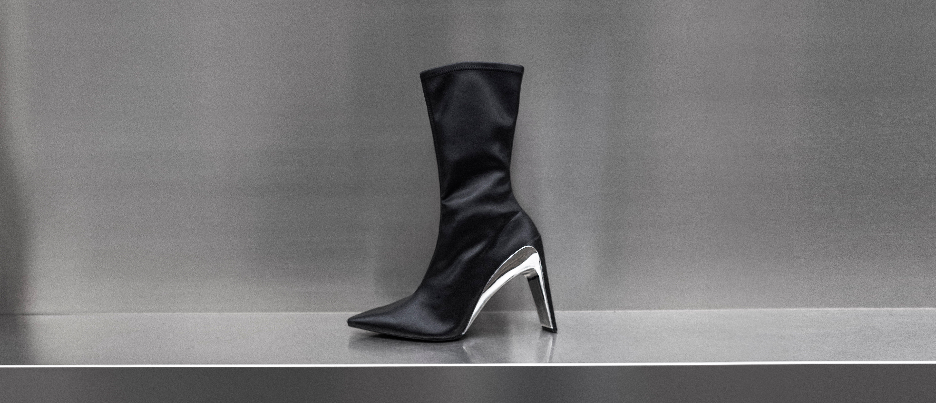 Women's Devon metallic blade-heel ankle boots in black - CHARLES & KEITH