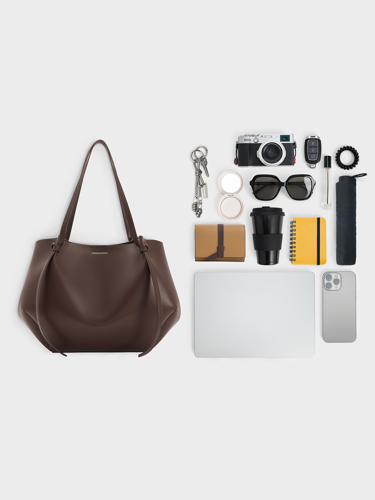Duo Gesteppte Beuteltasche mit Kordelzug - Crème - CHARLES & KEITH 