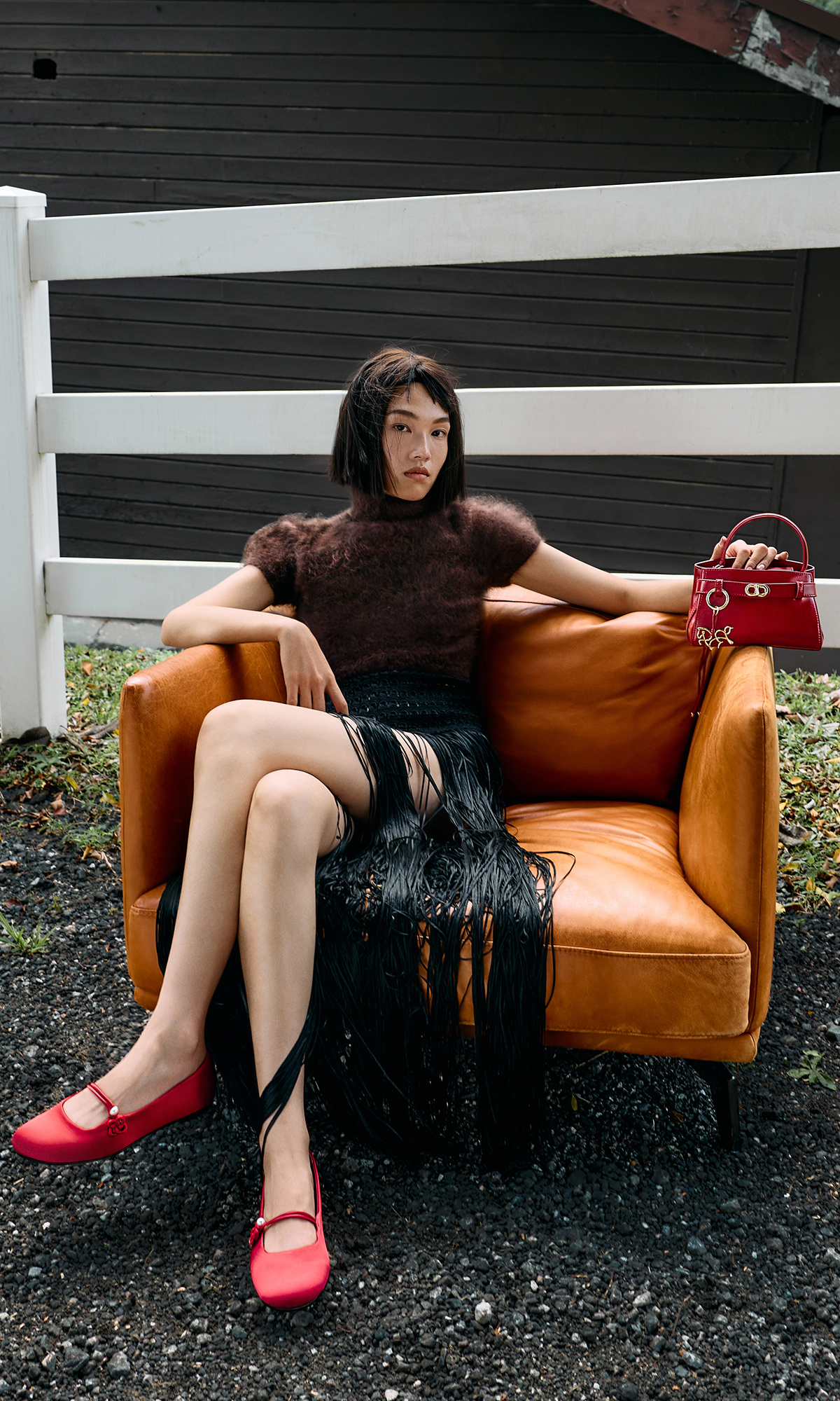 Sac à rabat avant et poignée Kaila - Wineberry Red- CHARLES & KEITH