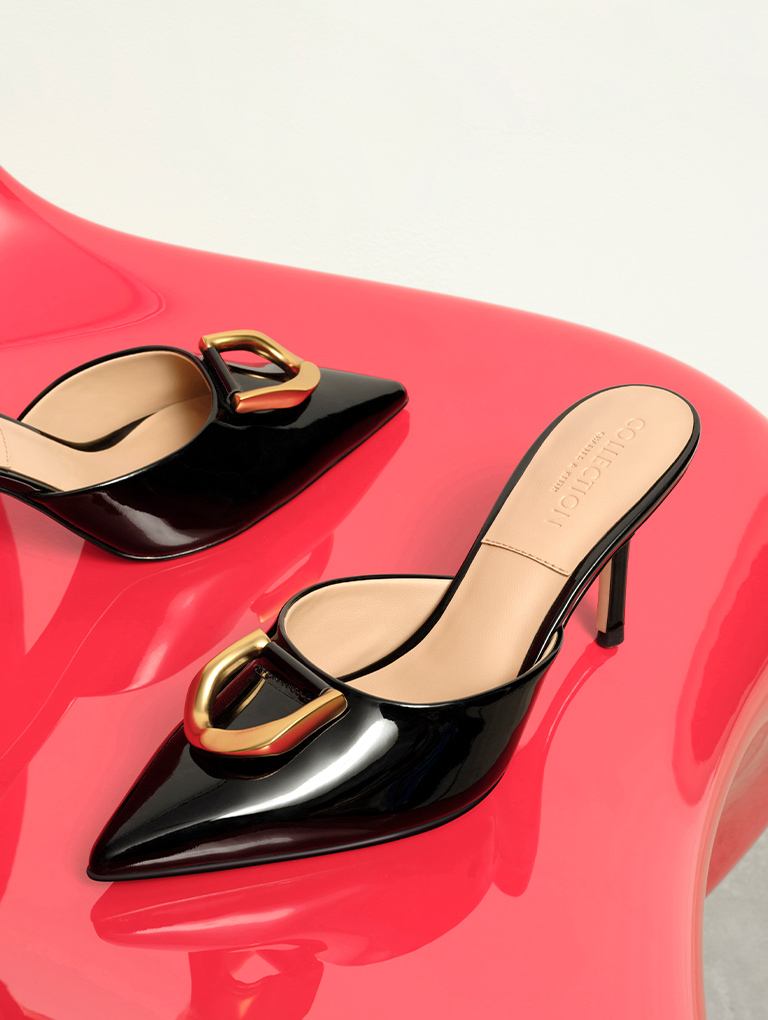 Women’s Gabine patent leather mules – CHARLES & KEITH