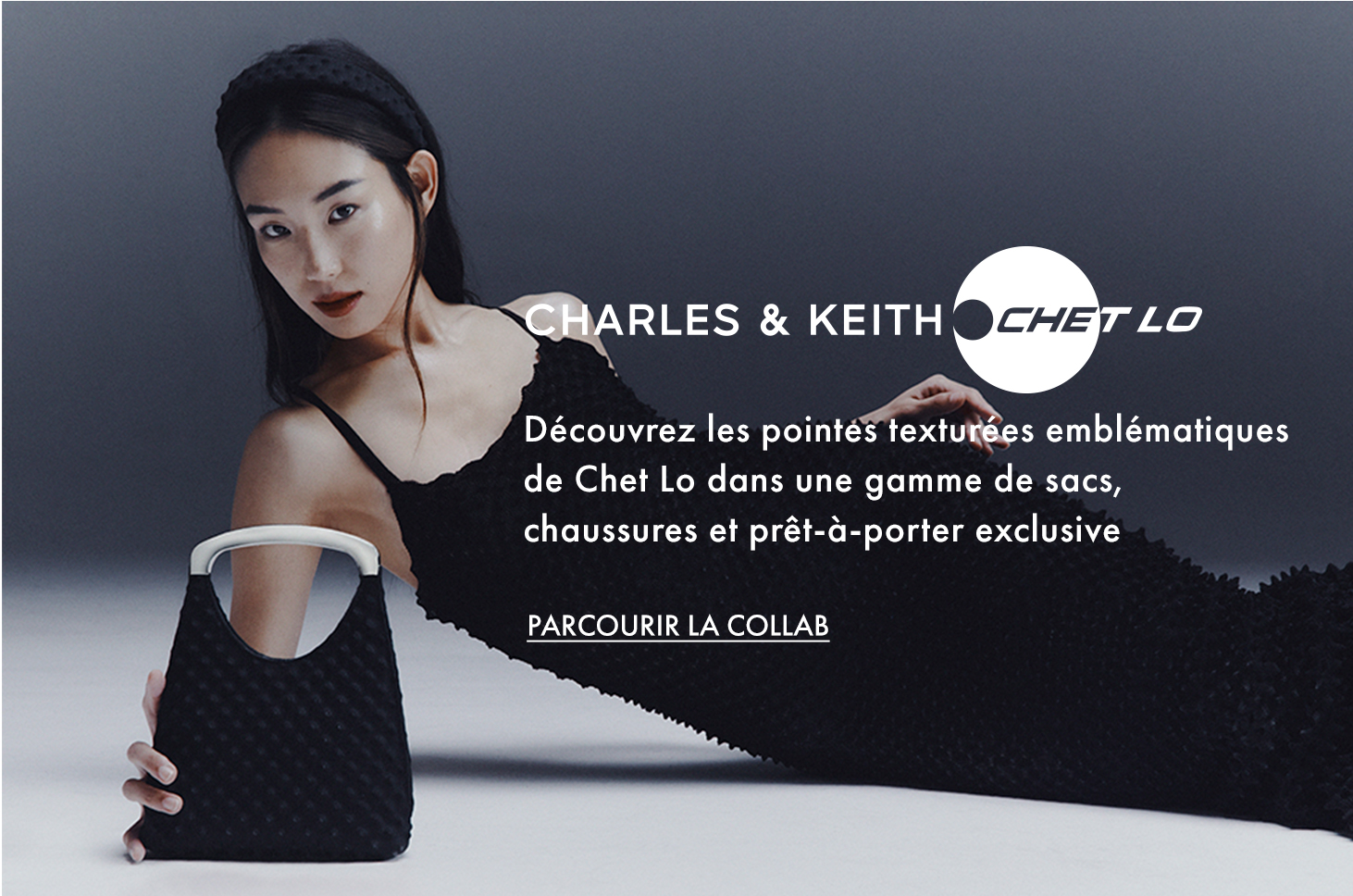 Sac texturé à pointes avec poignée métallique en noir pour femme - CHET LO x CHARLES & KEITH