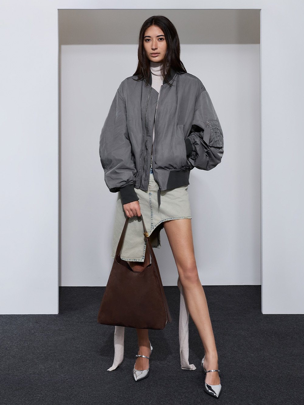 Women’s Edna recycled suede tote bag & metallic pointed-toe D’Orsay Mary Jane pumps - CHARLES & KEITH