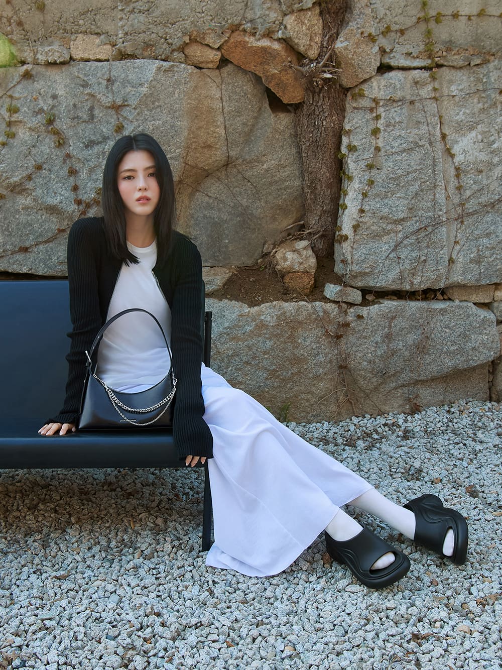 Han So Hee in the Eva sculptural platform sandals - CHARLES & KEITH