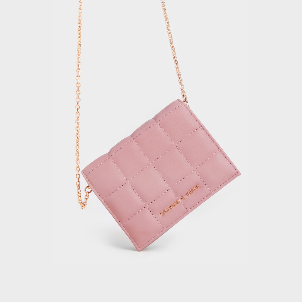 Mini porte-monnaie matelassé rose pour femme - CHARLES & KEITH