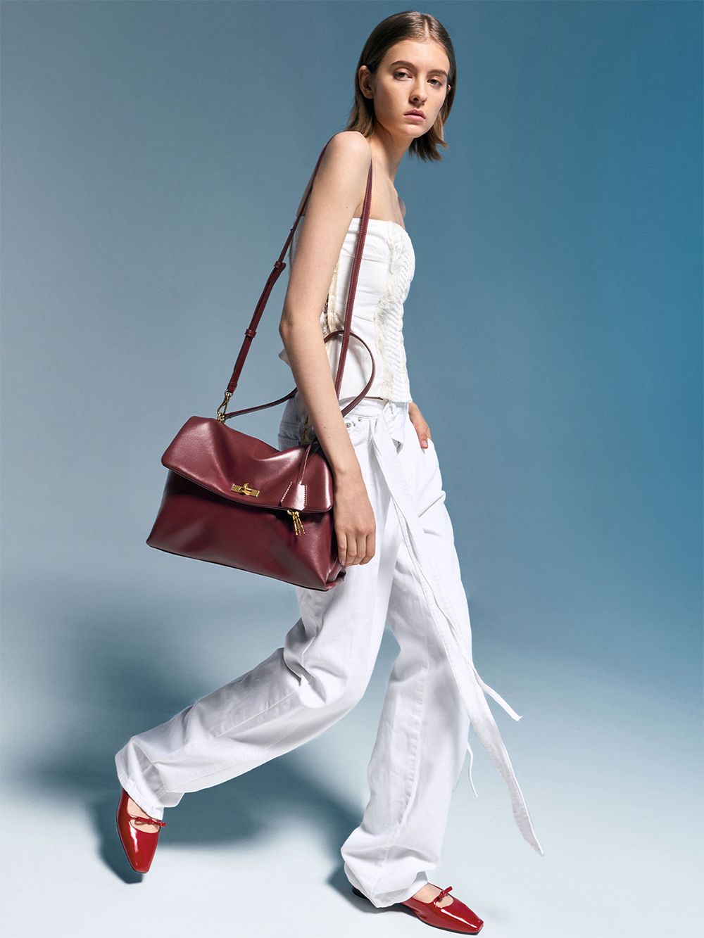 Women's Mulberry Plum Kerry Top Handle Satchel Bag - CHARLES & KEITH