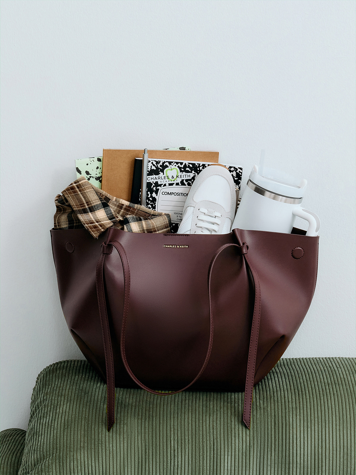 Espresso Brown Roan Canvas Top Handle Bag - CHARLES & KEITH