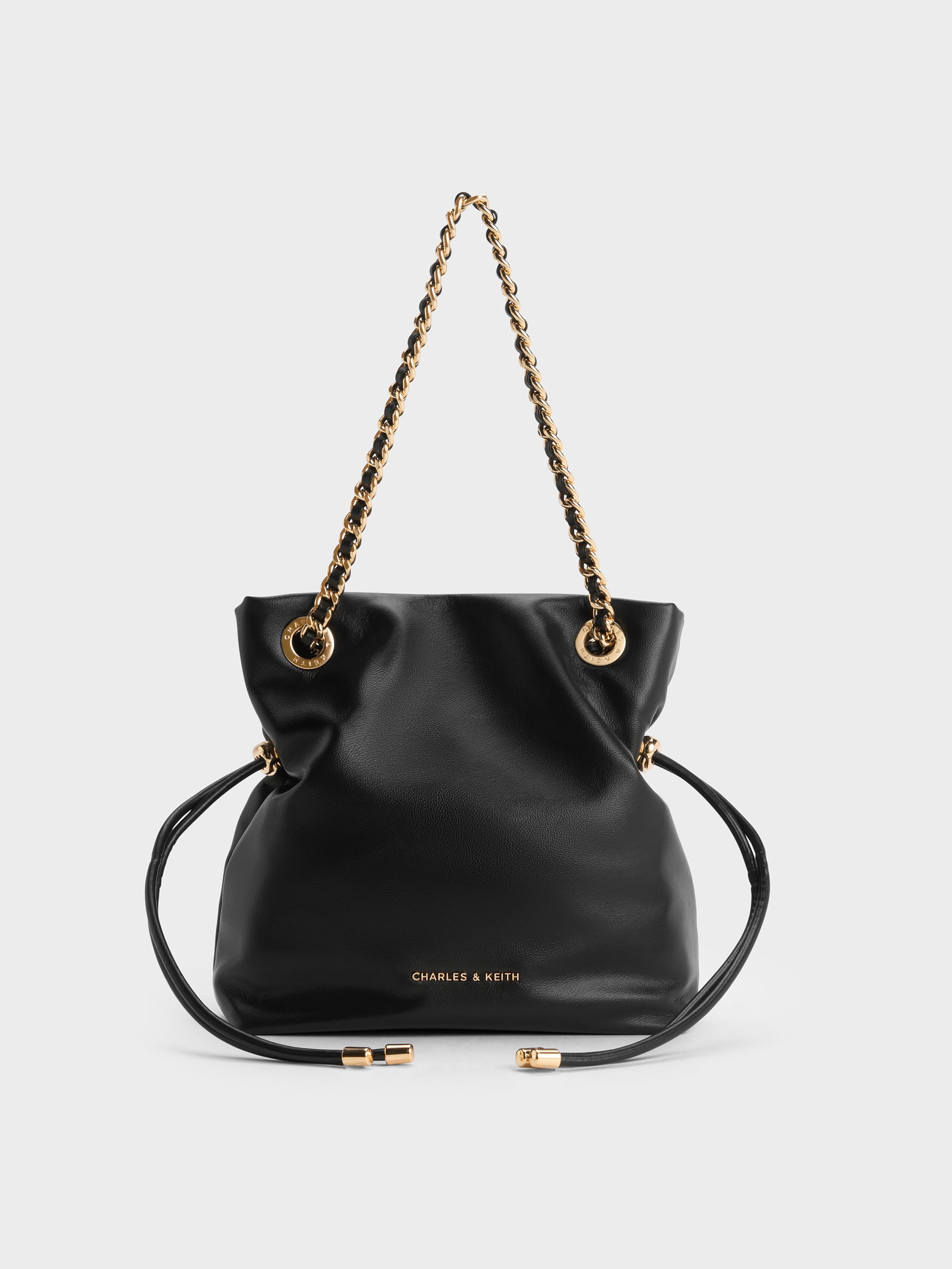 Black Arya Braided-Chain Crossbody Bag - Black - Bags - CHARLES