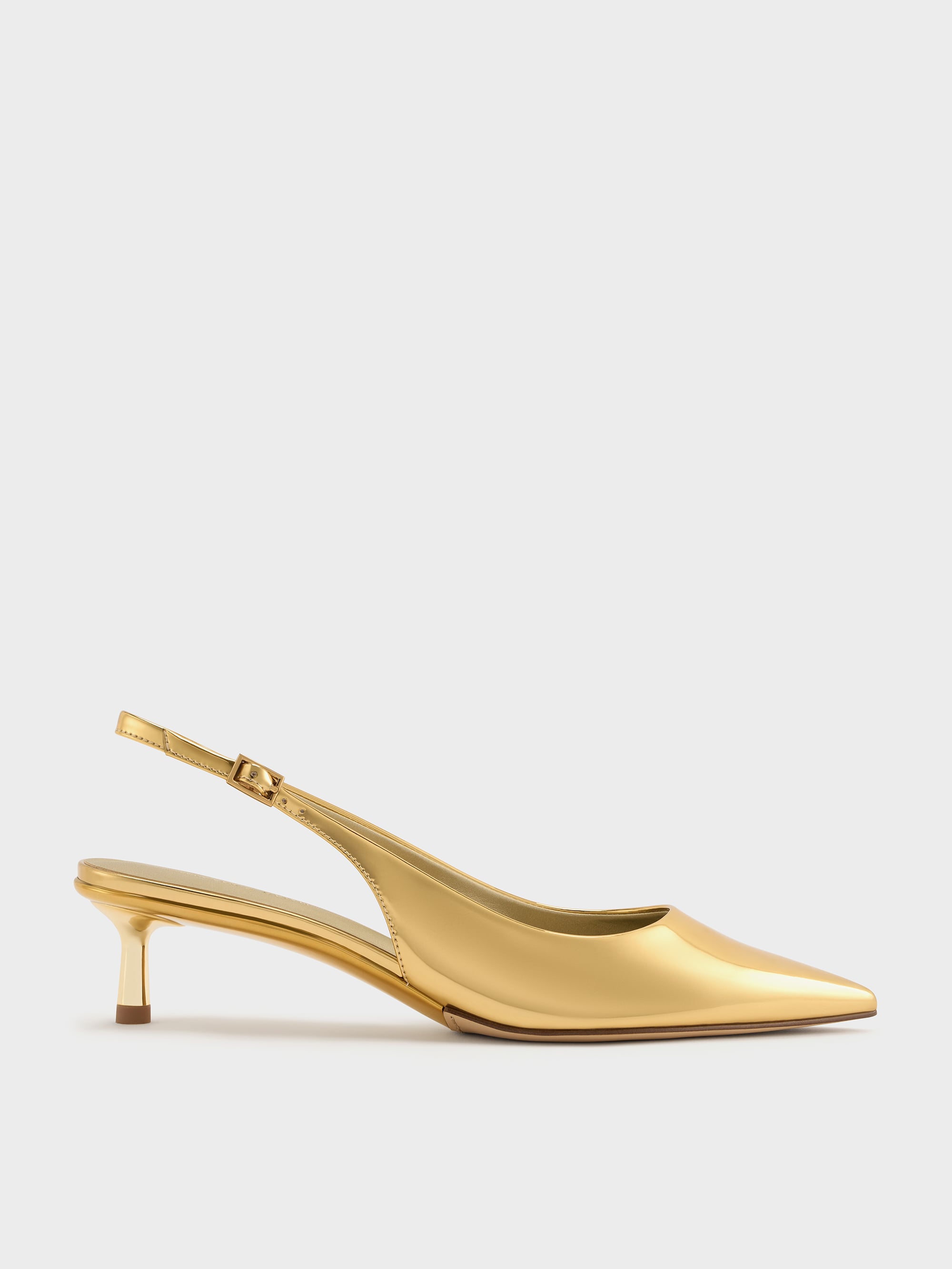 Charles & Keith - Escarpins métallisés à bride arrière et talon de chaton Curtis - Charles & Keith - Modalova