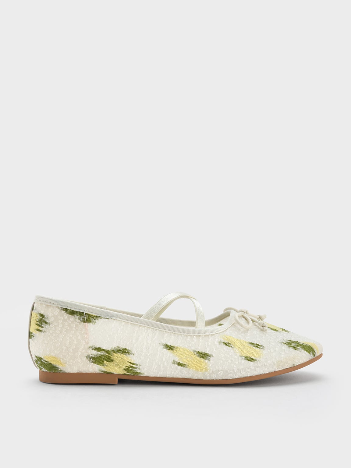 Multicoloured Girls' Mesh-Floral Crossover Ballet Flats - Multi