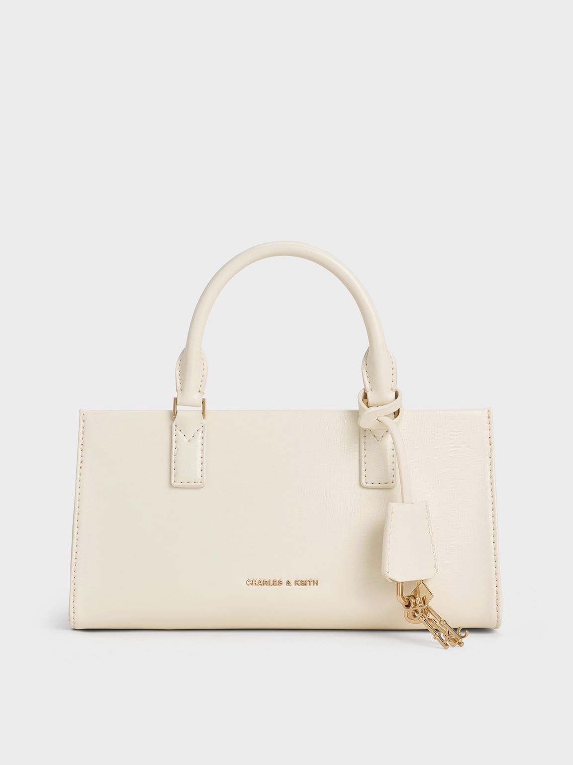 CHARLES & KEITH アイボリー ミニバッグ Summer 2024 | 520 Day: Quilted Box Top Handle Bag - CHARLES & KEITH US