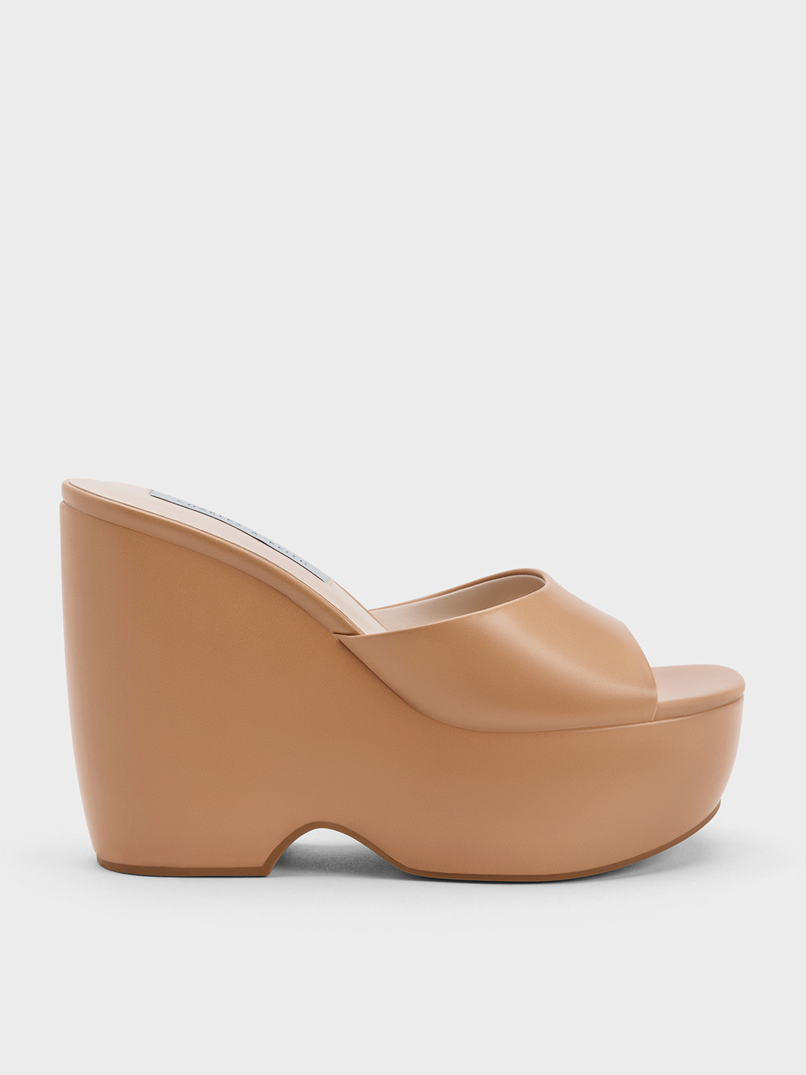 Sand Chunky Platform Wedge Mules - CHARLES & KEITH IT