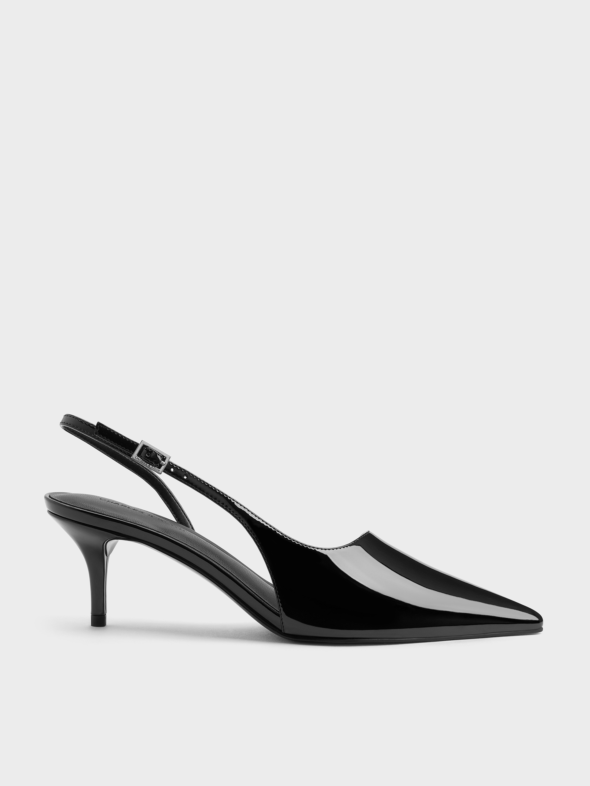 Meinabsatz Dames stiletto hoge hakken slingback sandalen met gesp lak, zwart, 37 EU