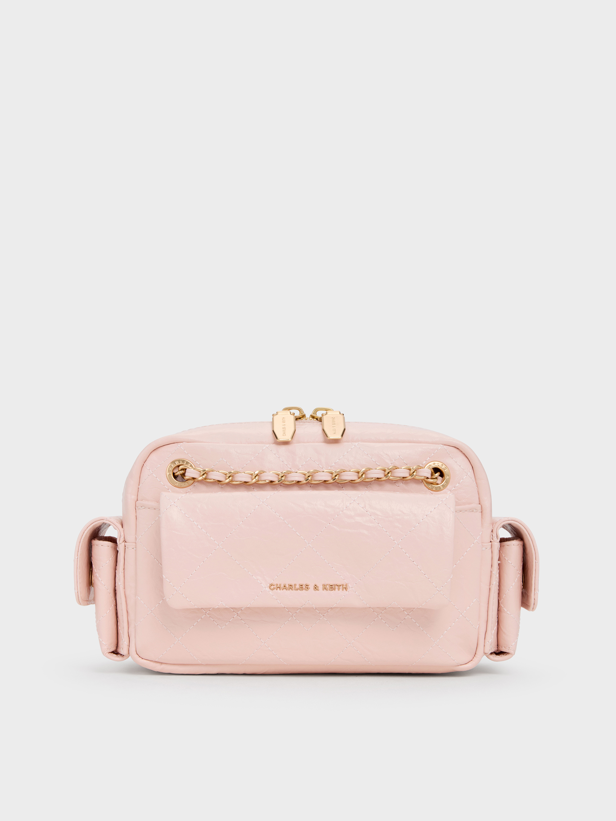 Soft Pink Duo Quilted Crossbody Bag - Soft Pink - CHARLES & KEITH SI