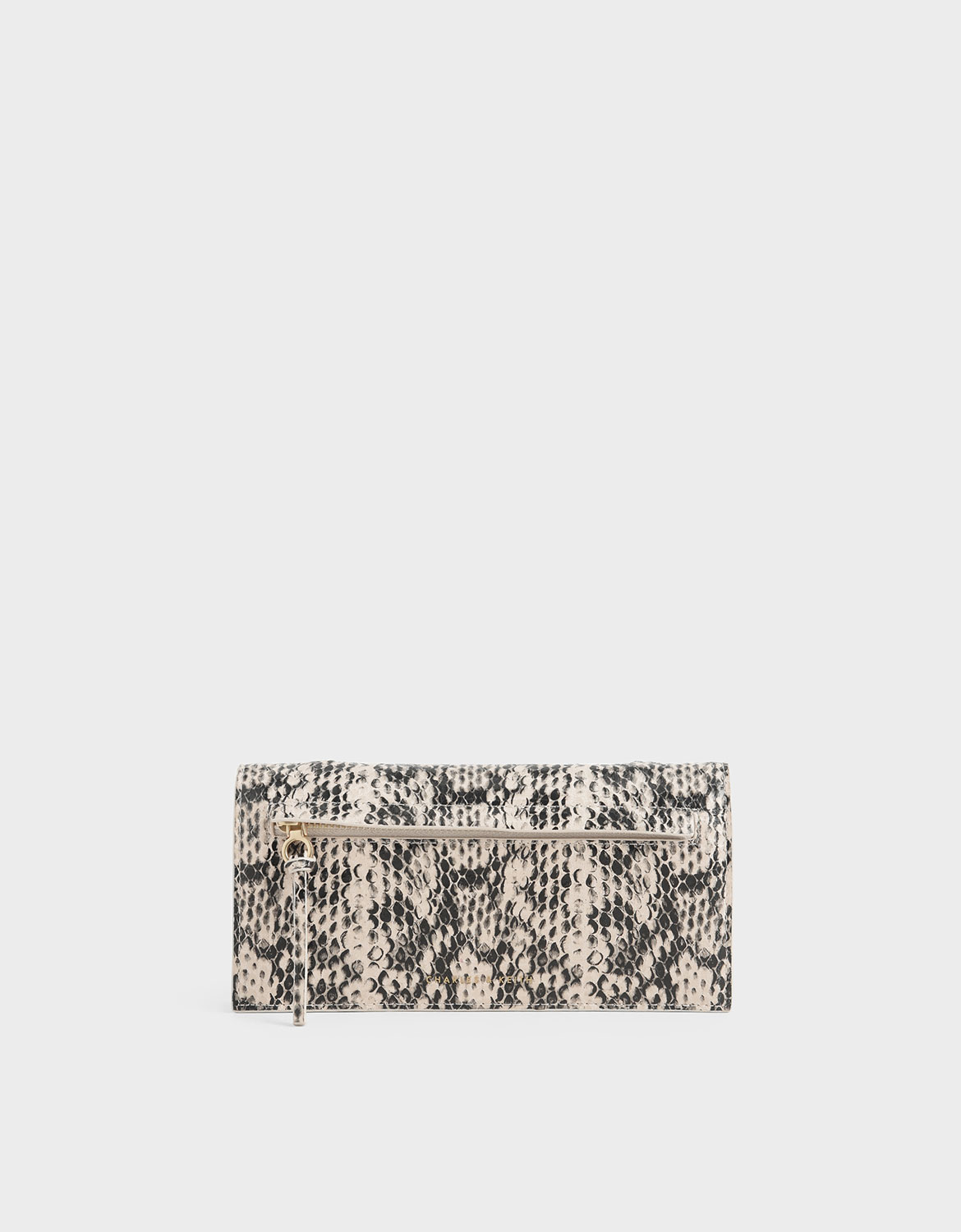 Mini Snake Print Front Zip Long Wallet