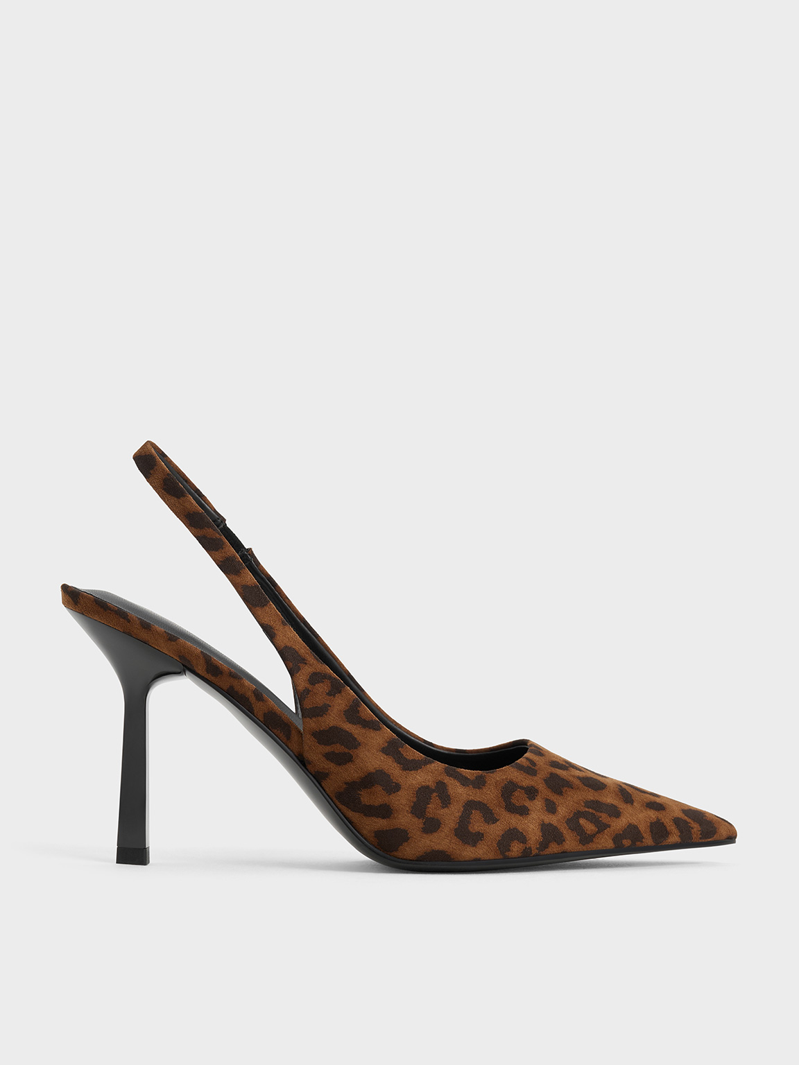 Animal Print Brown Leopard-Print Pointed-Toe Slingback Pumps - Main Image