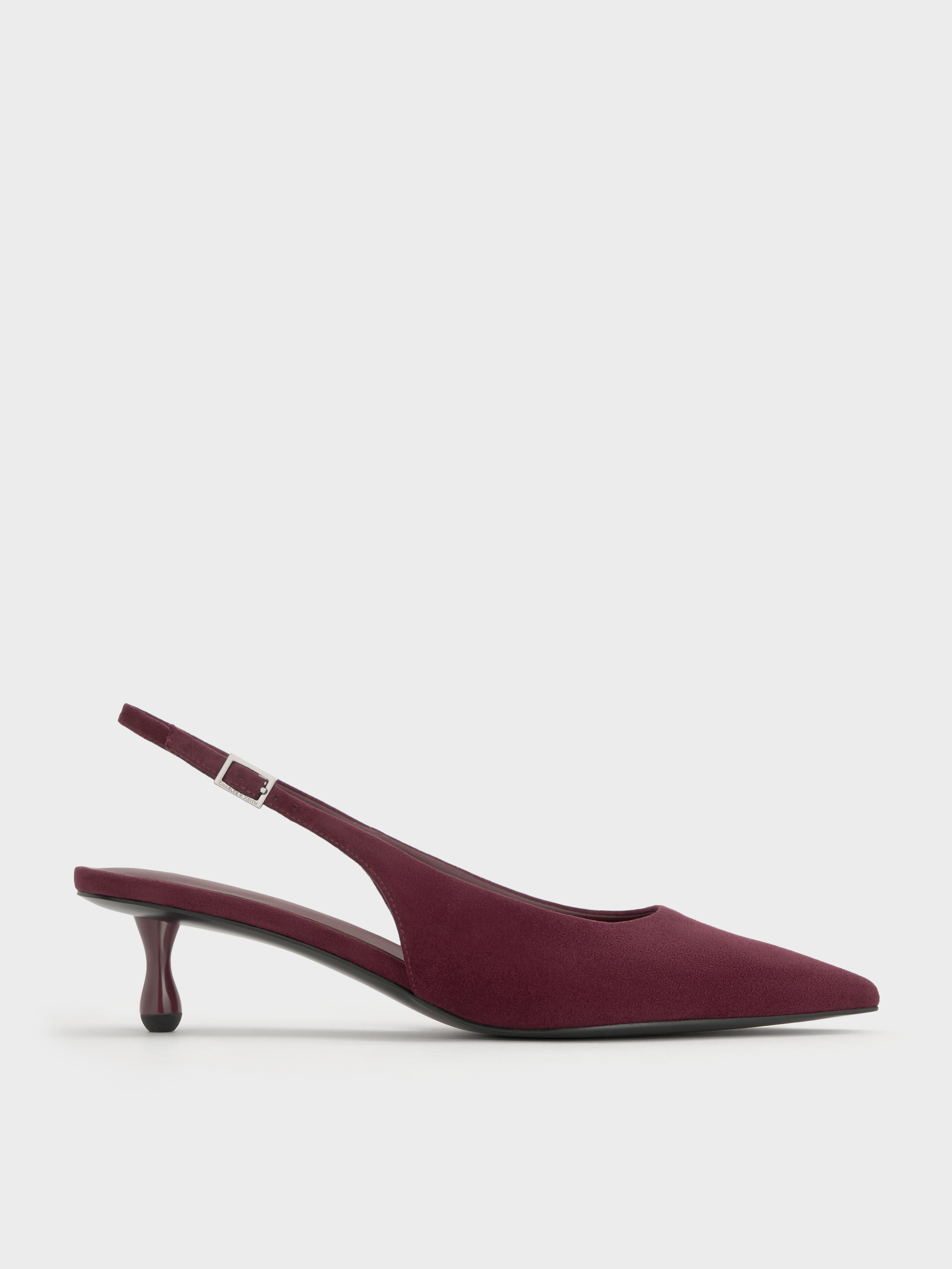 Burgundy Ruthie Faux Suede Slingback Pumps - Burgundy - Shoes