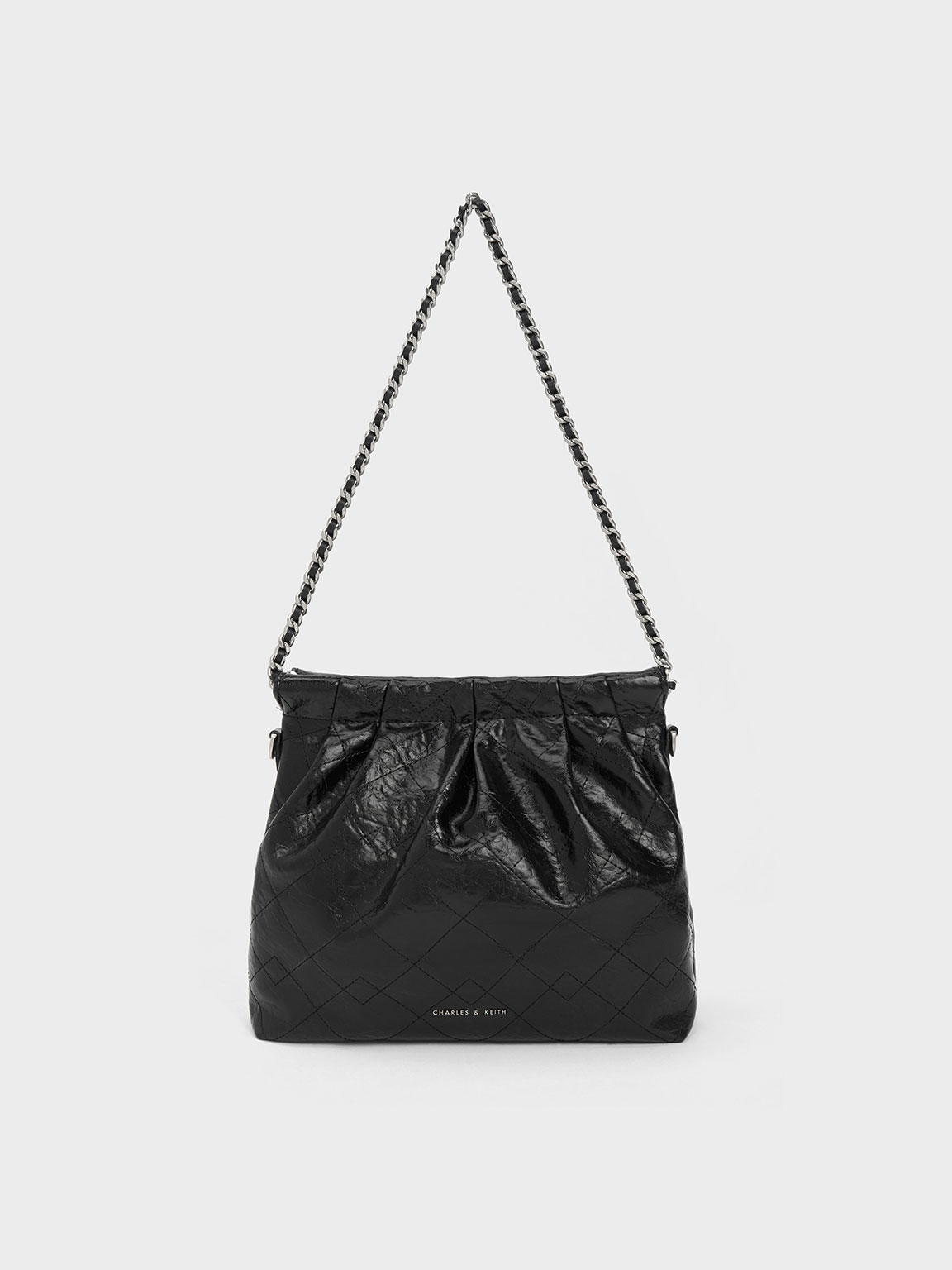 Noir Duo Chain Handle Shoulder Bag | CHARLES & KEITH