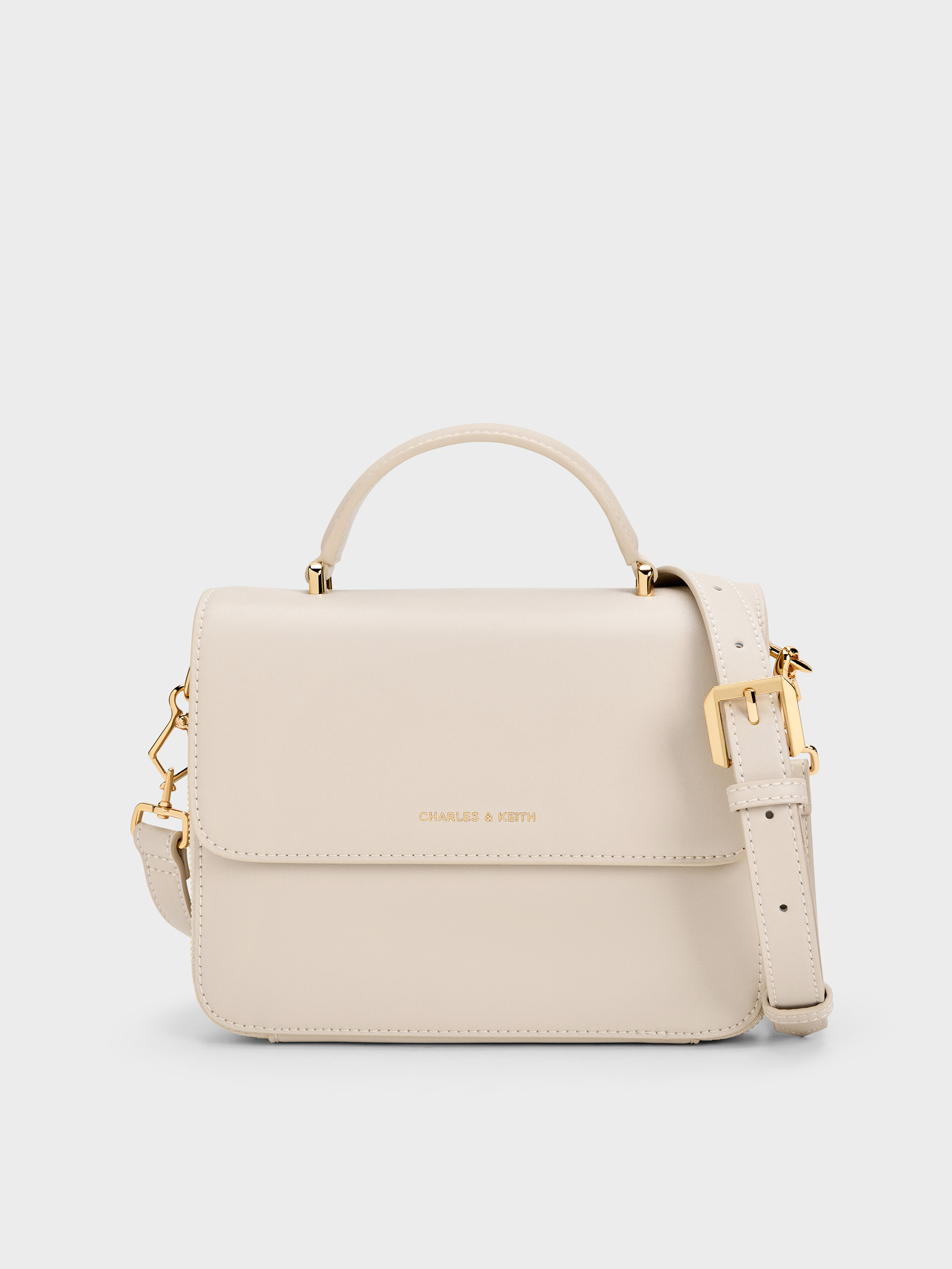 Ivory Octavia Front Flap Top Handle Bag - Ivory - Bags - CHARLES