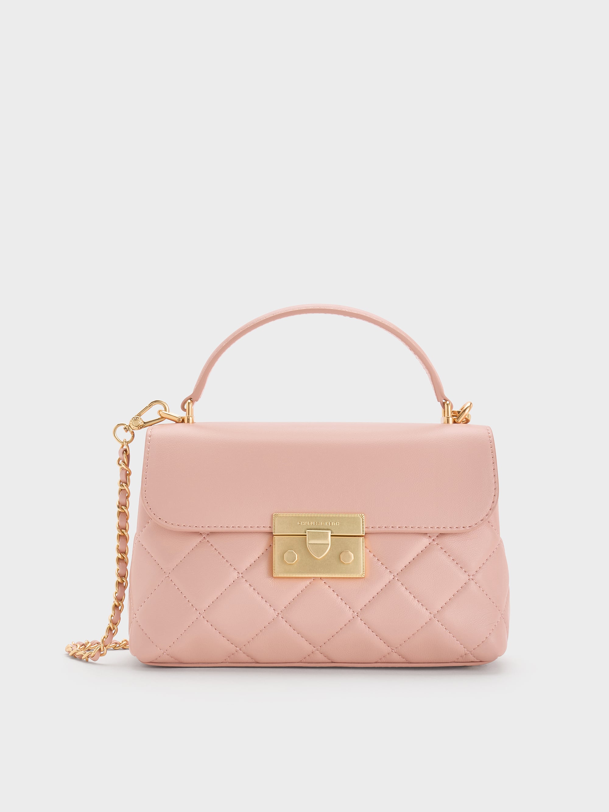バッグ CHARLES&KEITH AlvaQuilted Handle Bag Light Pink Alva Quilted Top Handle Bag - Light Pink - Bags