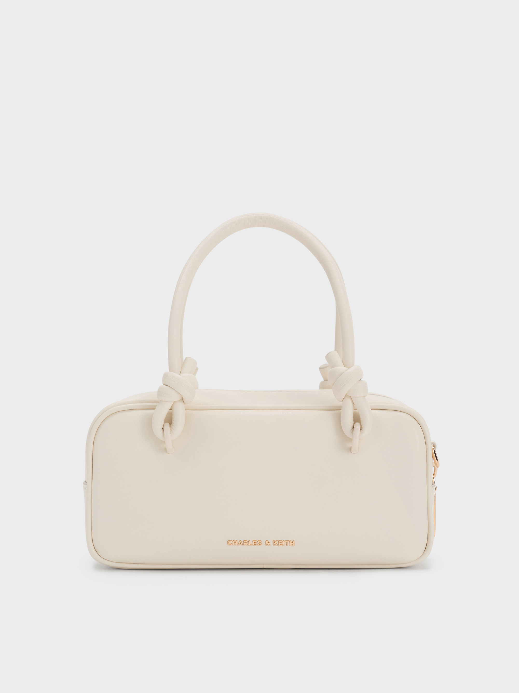 Cream Sammie Knotted-Handle Boxy Bag - Cream - CHARLES & KEITH AT