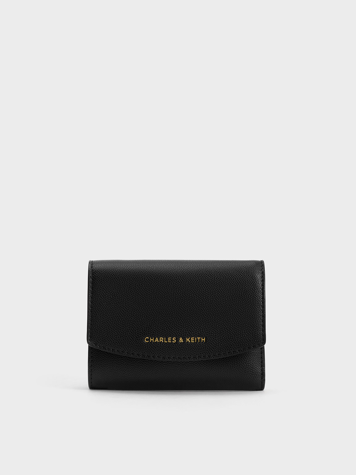 Black Briony Curved Flap Wallet | CHARLES & KEITH