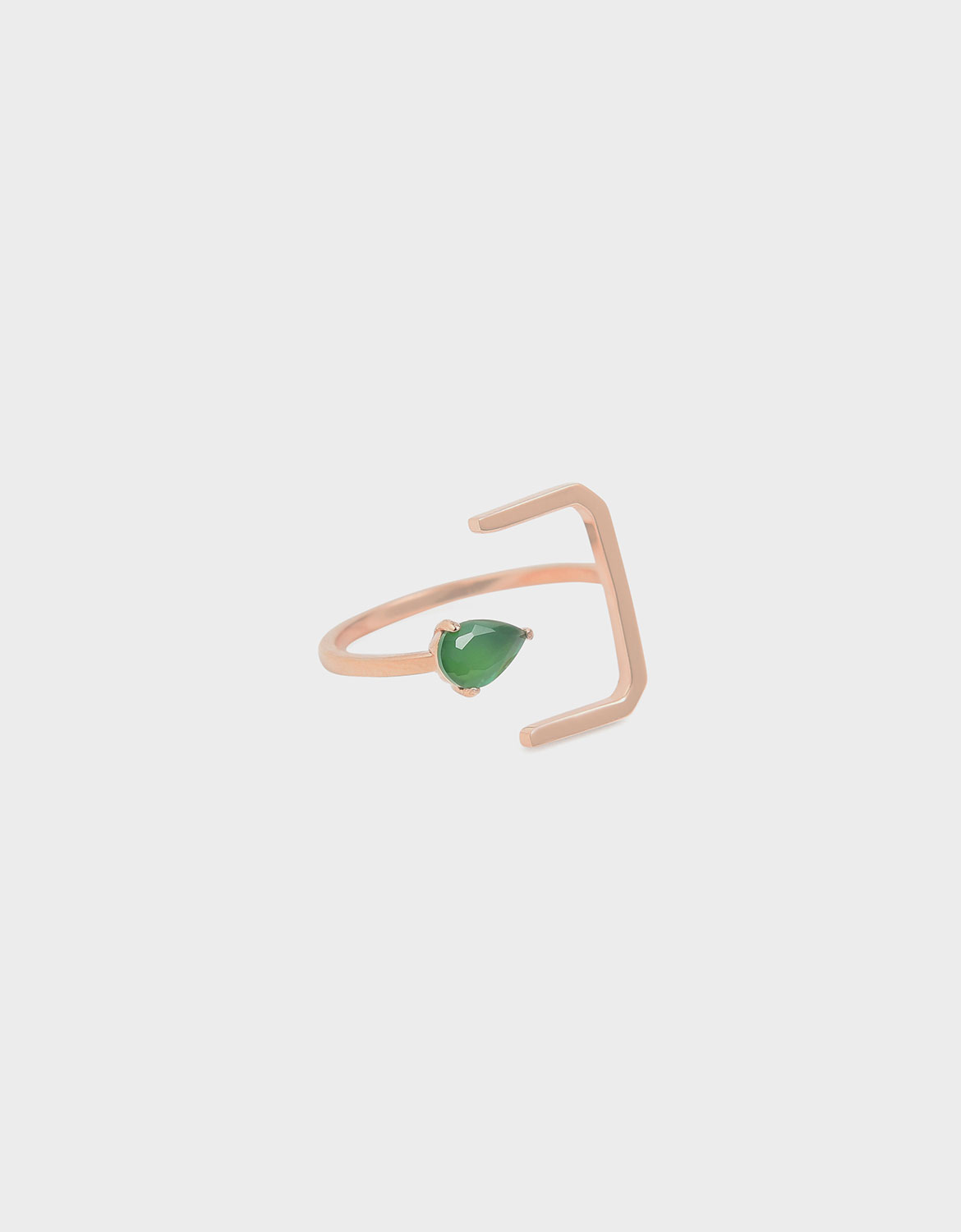 Green Agate Stone Angular Ring