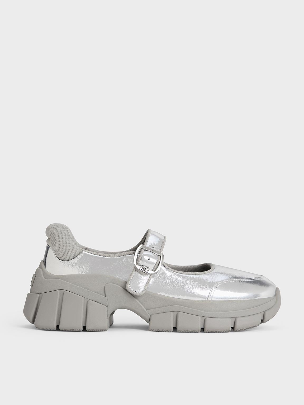Silver Yunna Metallic Leather Mary Jane Sneakers - Silver - Shoes