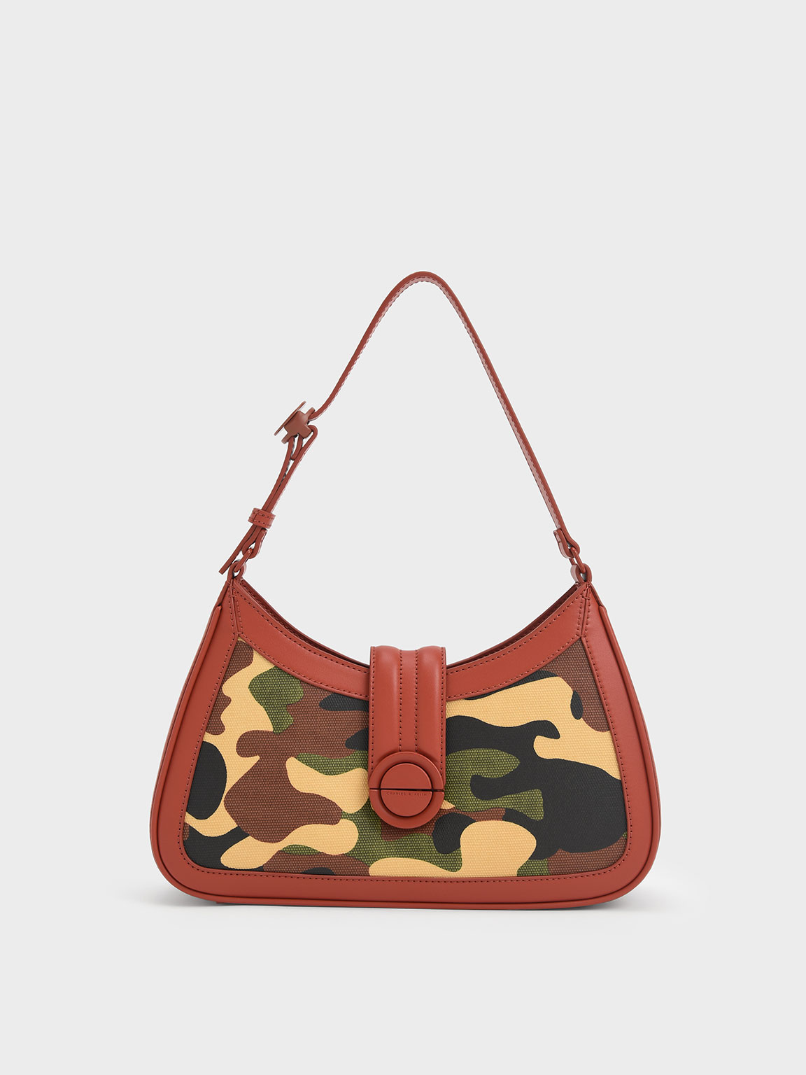 Army-Print Metallic Accent Hobo Shoulder Bag