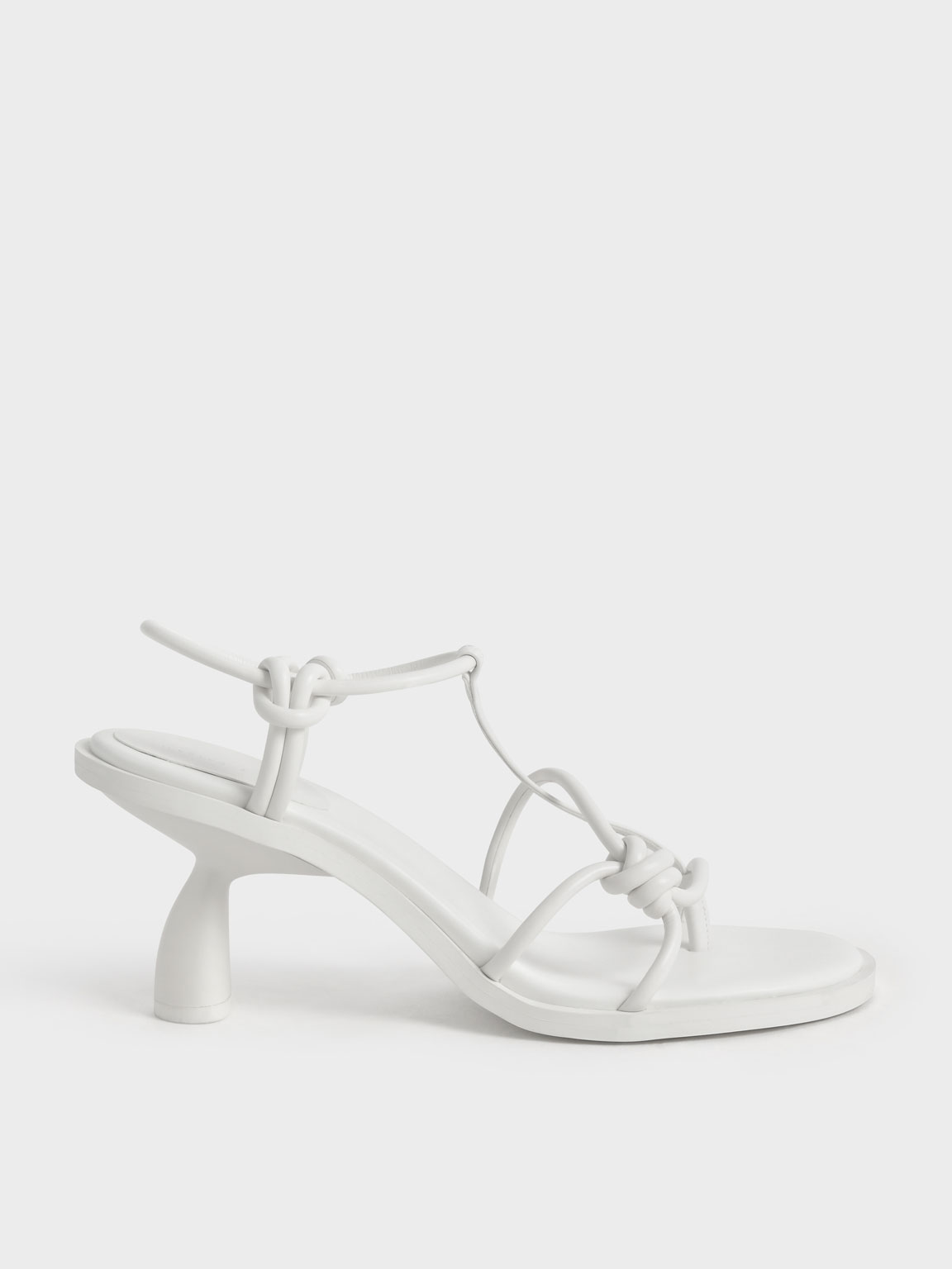 White Strappy Knotted Thong Sandals - CHARLES & KEITH CH
