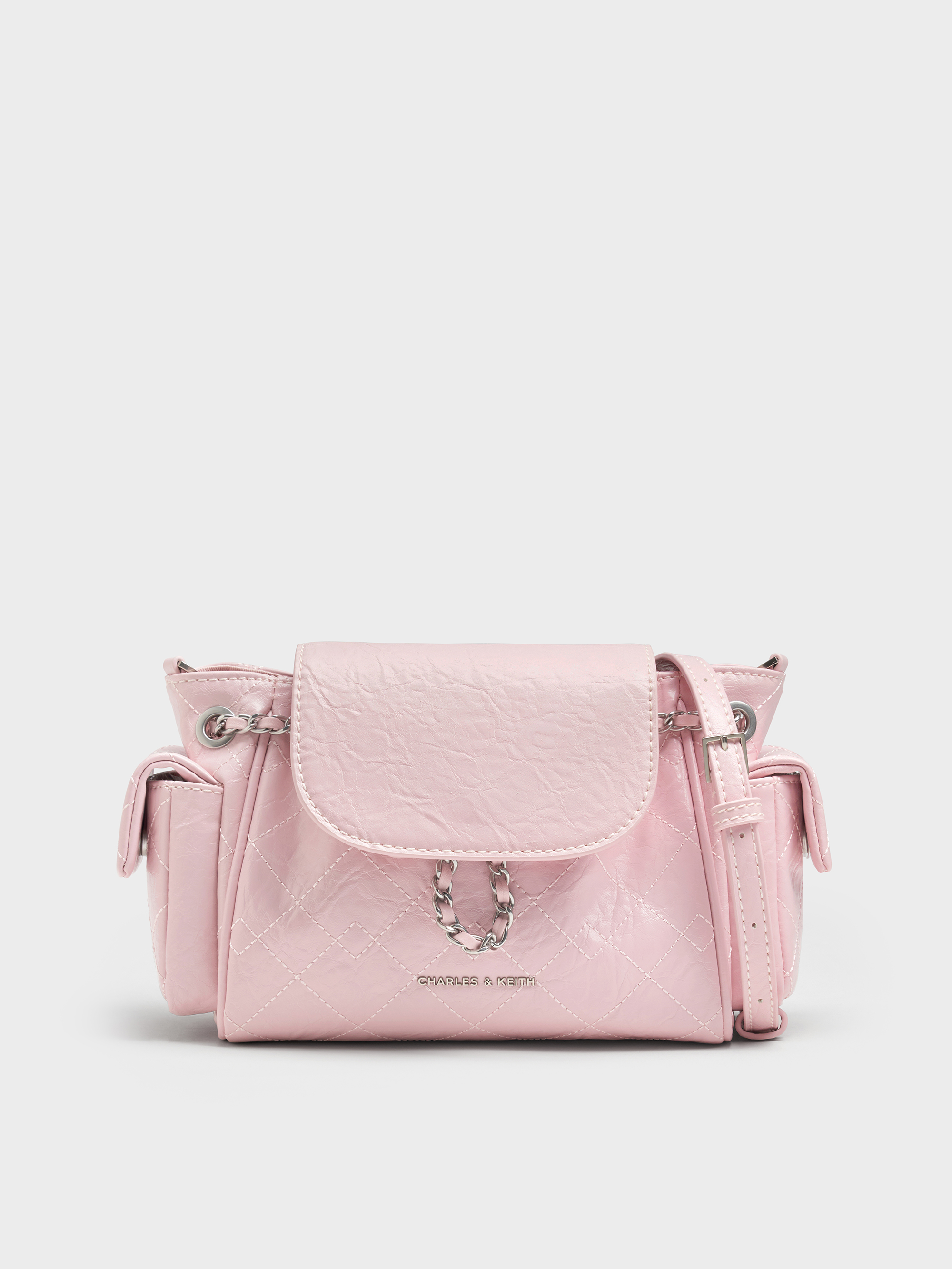 Cotton Candy Pink Duo Quilted Two-Way Front Flap Backpack - Cotton