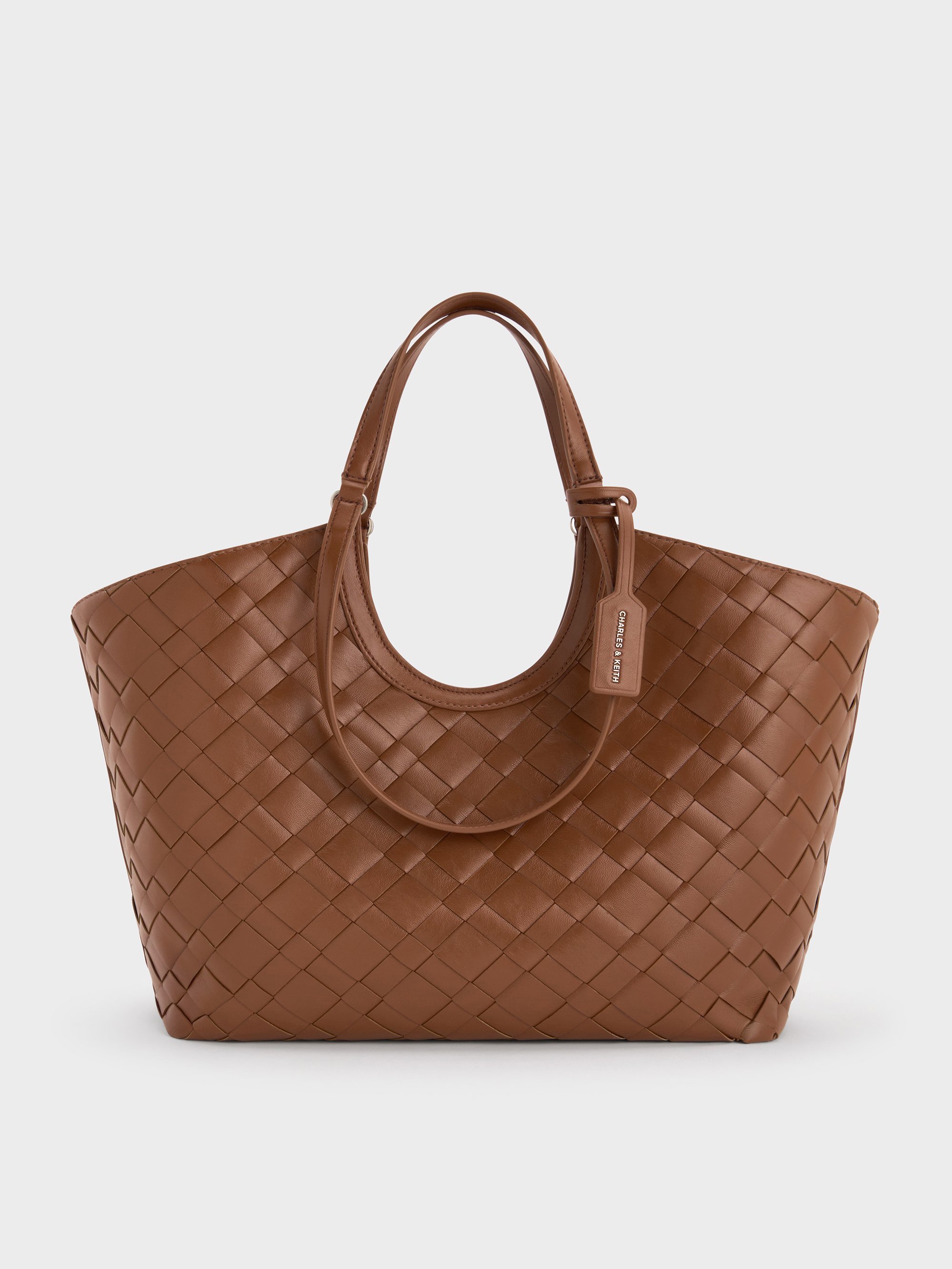 Chocolate Ivette Woven Tote Bag - Chocolate - CHARLES & KEITH RO