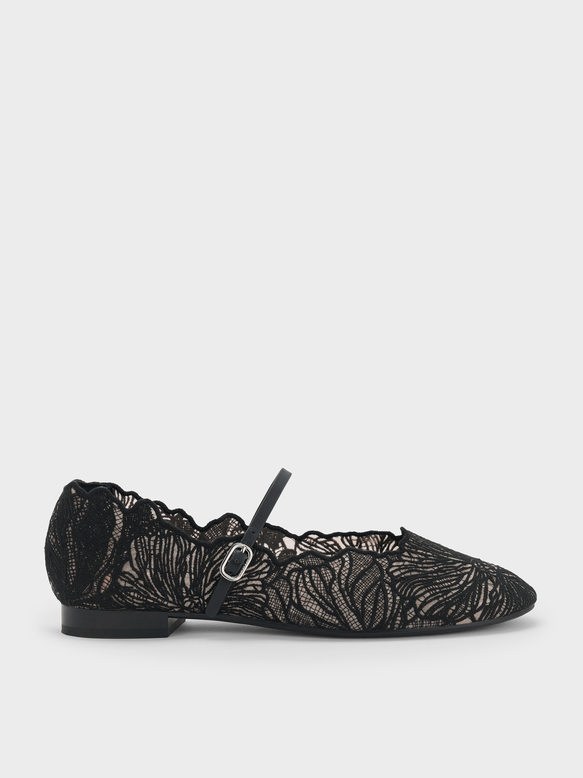 Black Textured Meja Floral Mary Jane Flats - Black Textured Black Textured Meja Floral Mary Jane Flats - Black Textured