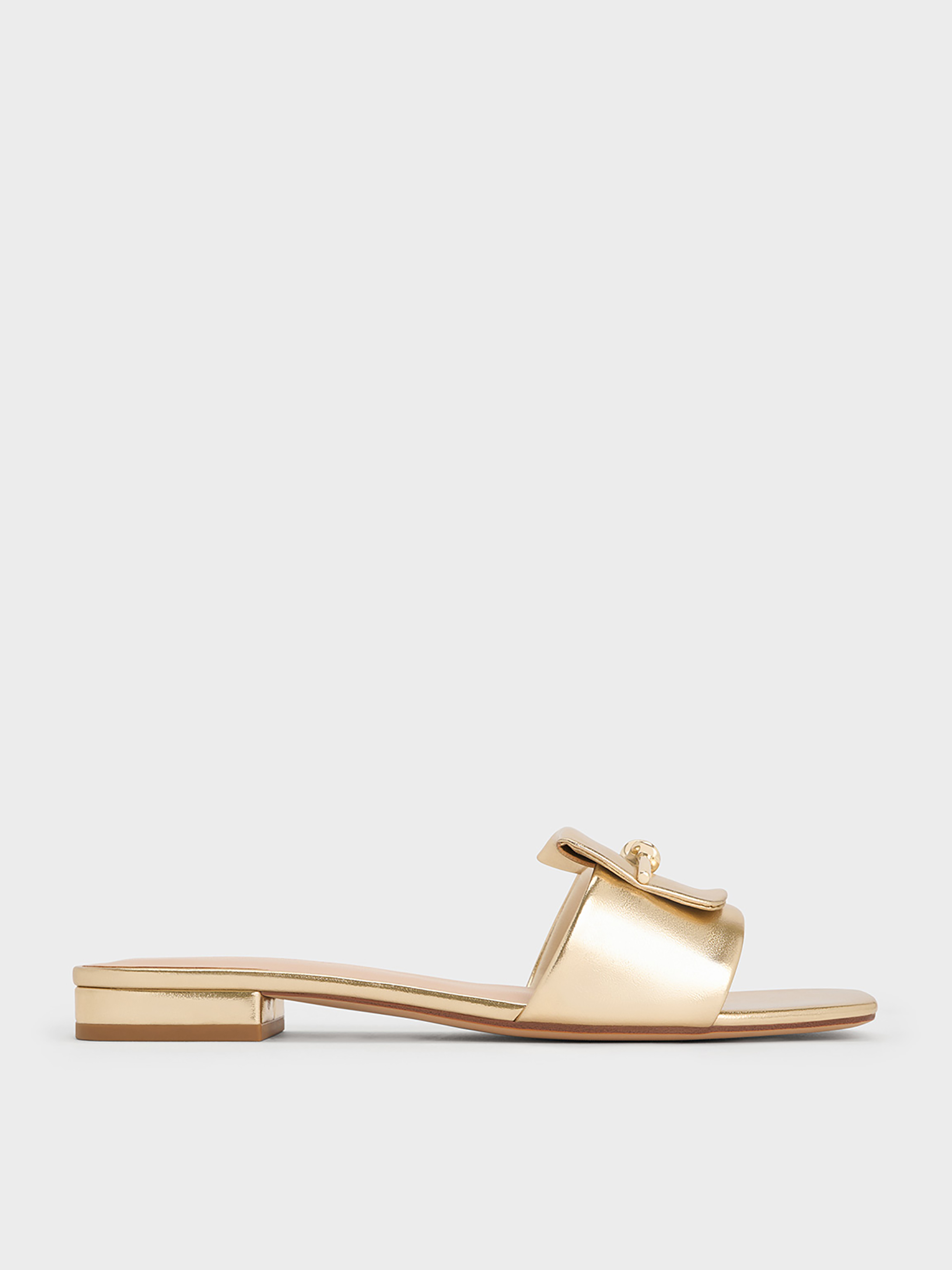 Charles & Keith - Claquettes métallisées à détails noués - Charles & Keith - Modalova