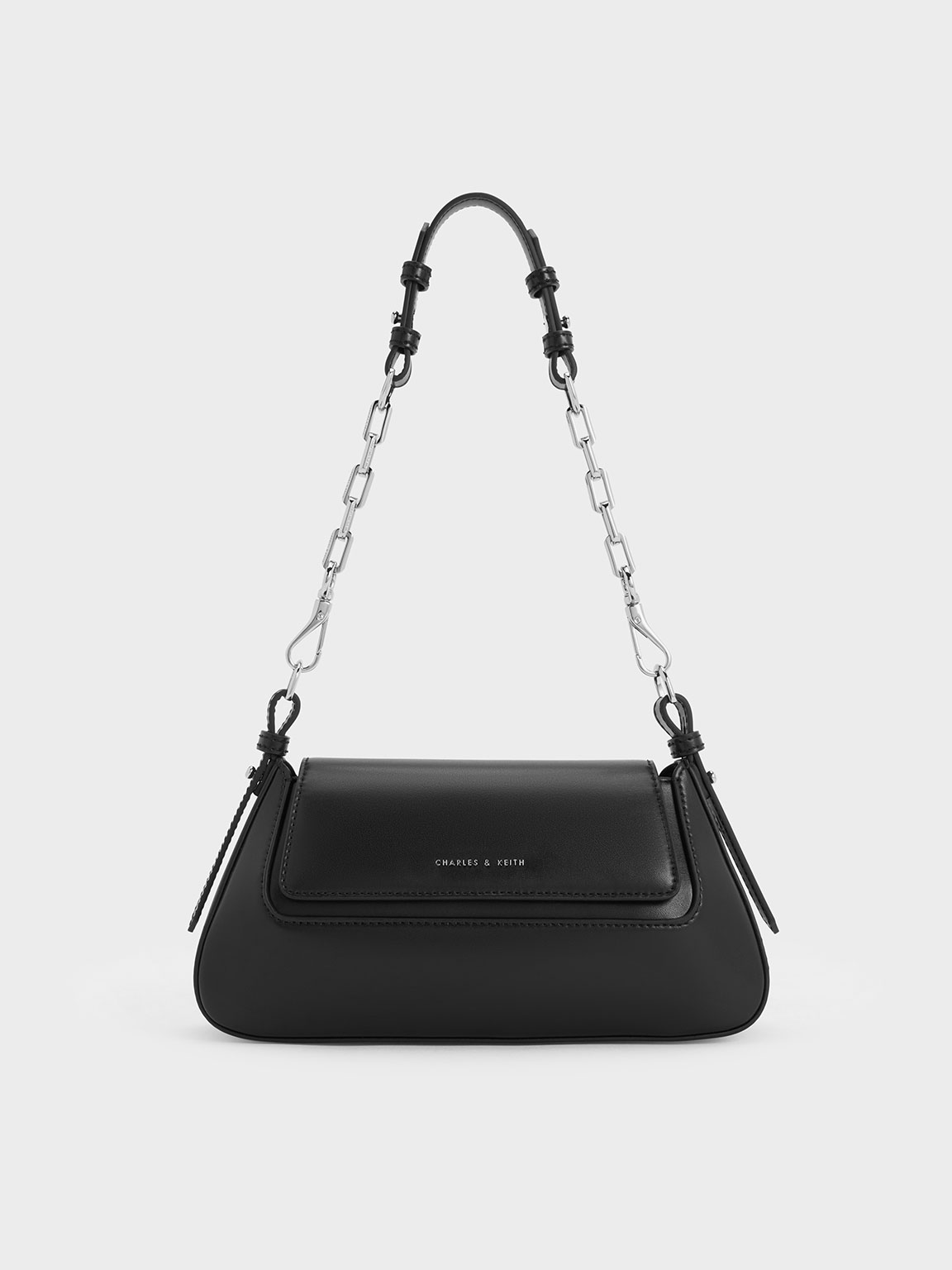 Noir Olivia Trapeze Shoulder Bag - CHARLES & KEITH DE