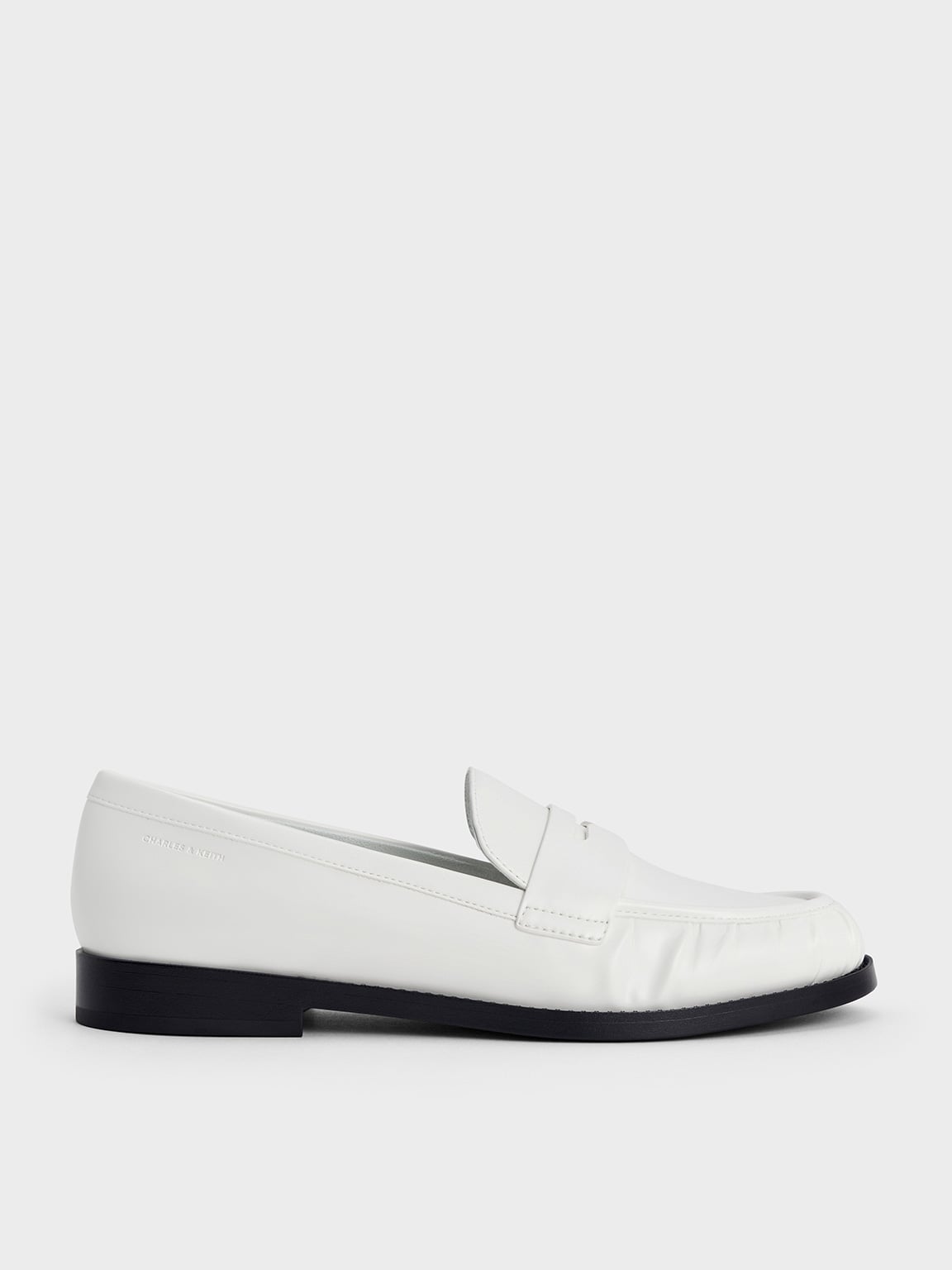 White Ruched Penny Loafers - White - Sale - CHARLES & KEITH ES
