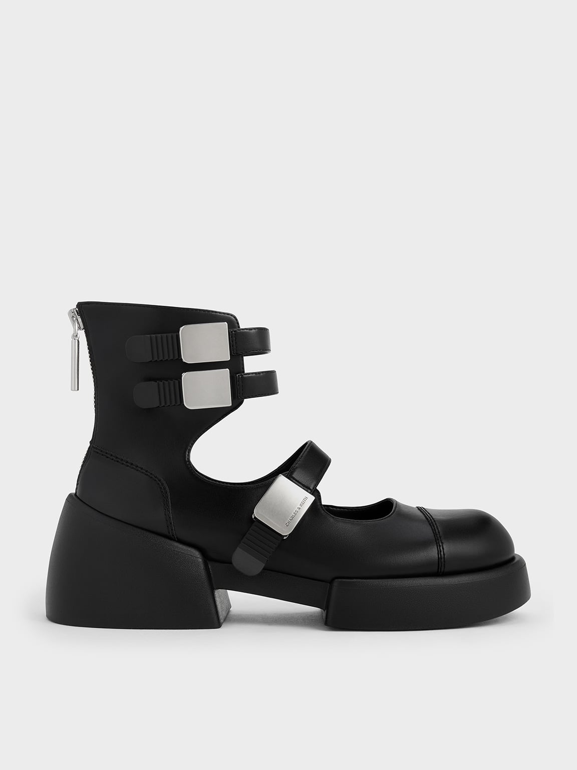 Black Robbie Ankle-Strap Mary Jane Boots - Black - Sale - CHARLES